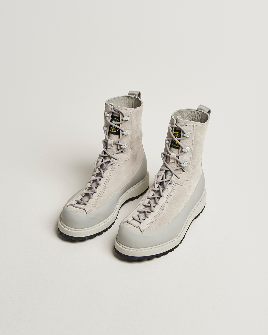 Stone Island Suede Hiking Boots Pearl Grey