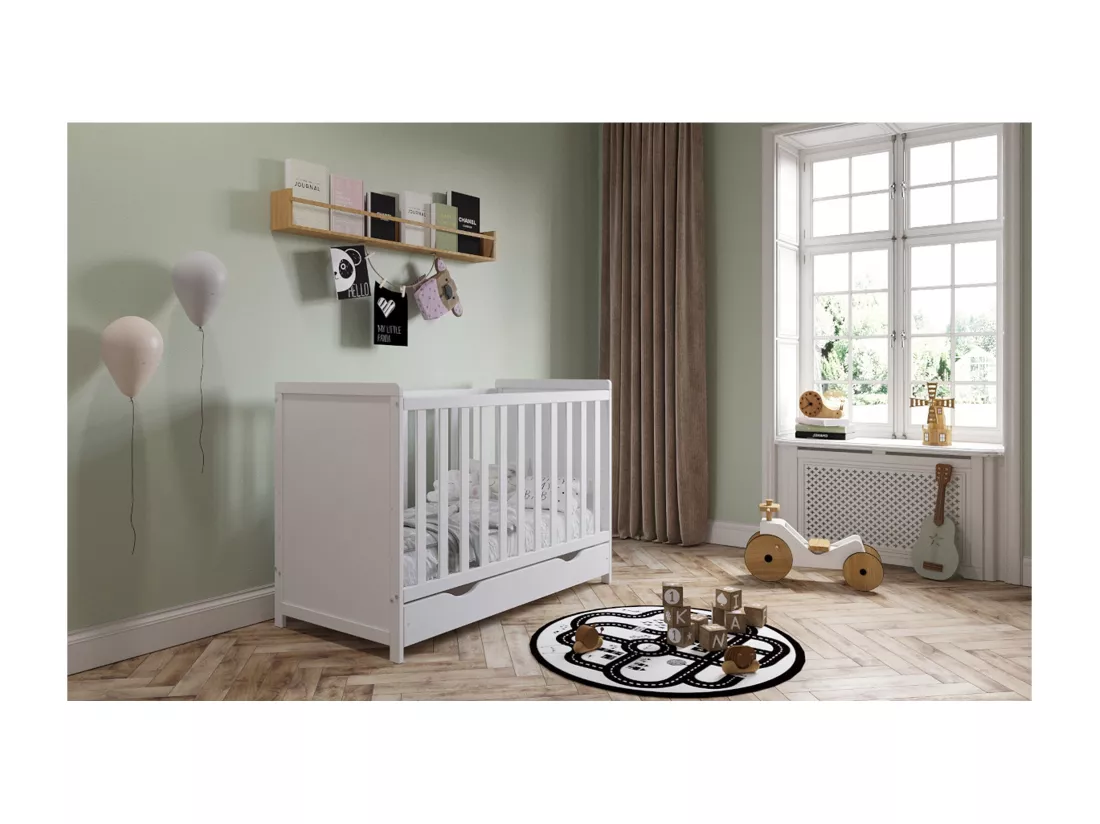 Lit bébé évolutif avec tiroir - OLIVIA - 120x60 cm
