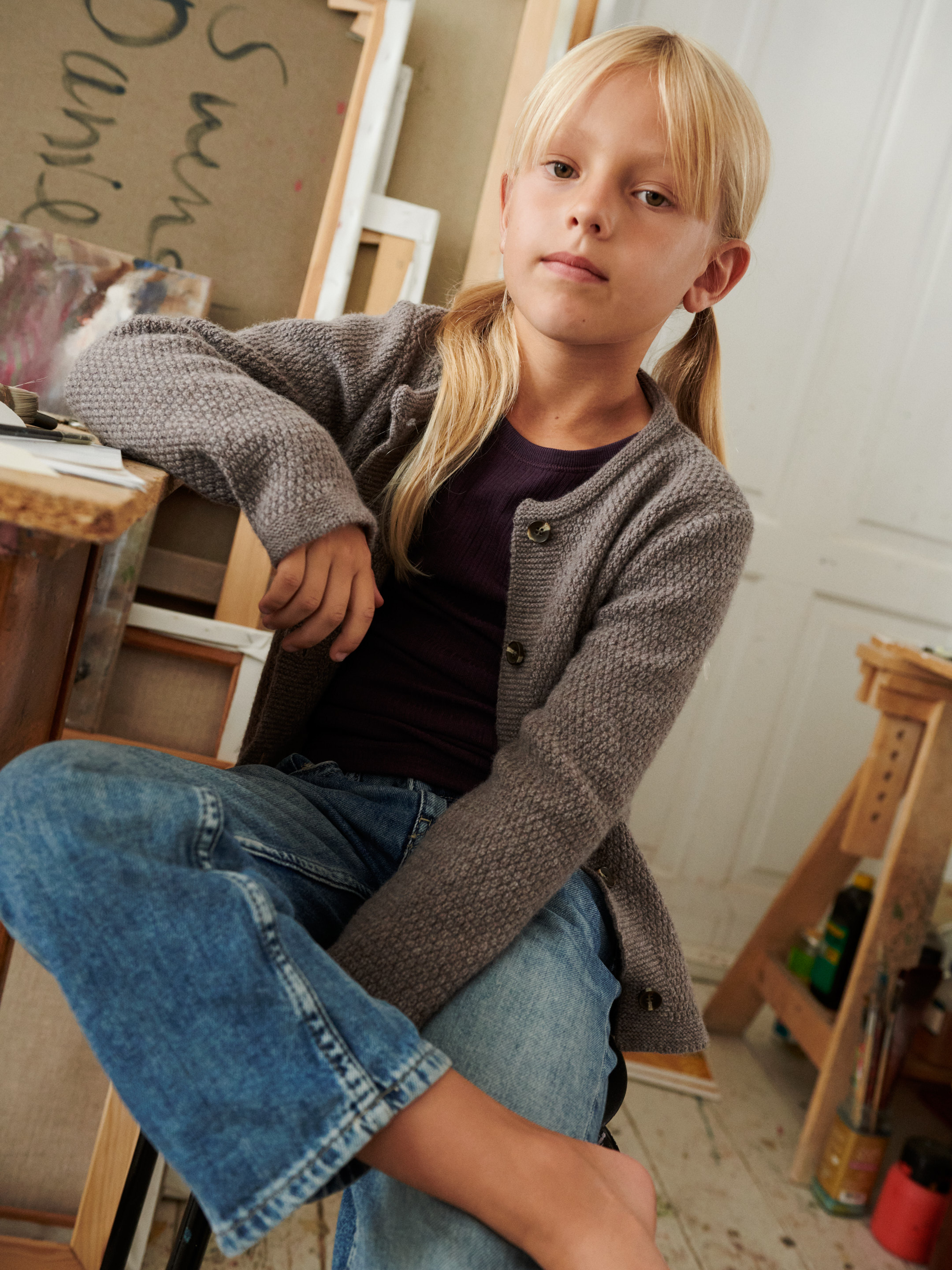 Cardigan in lamswol voor kinderen
