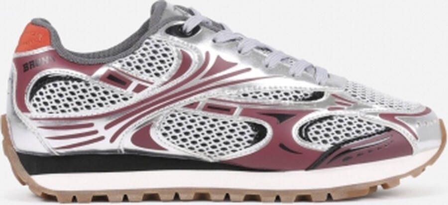 BRONX Tro-nic sneakers donkerrood zilver