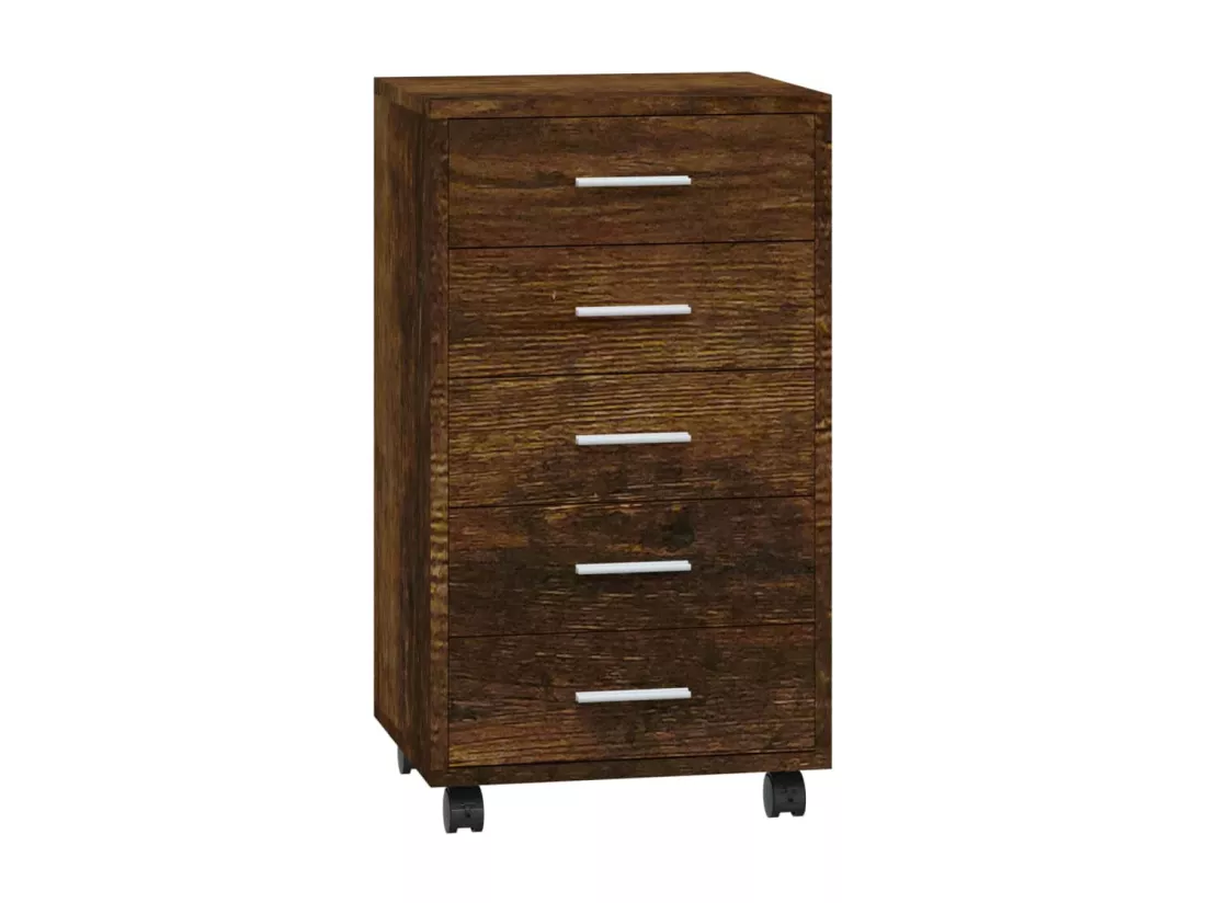 Armoire à tiroirs avec roulettes Chêne fumé Bois d'ingénierie