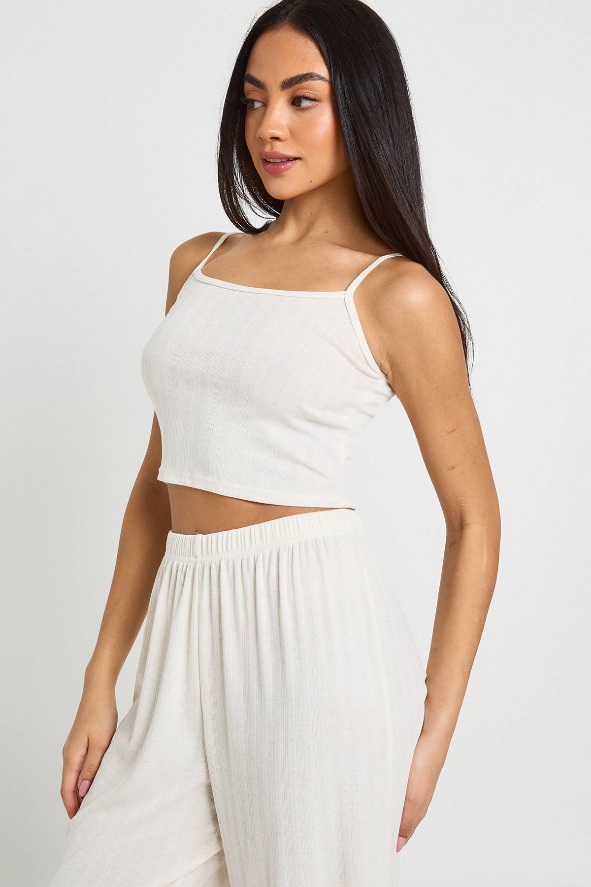 boohoo Ensemble Pyjama Débardeur Pointelle Et Pantalon Large