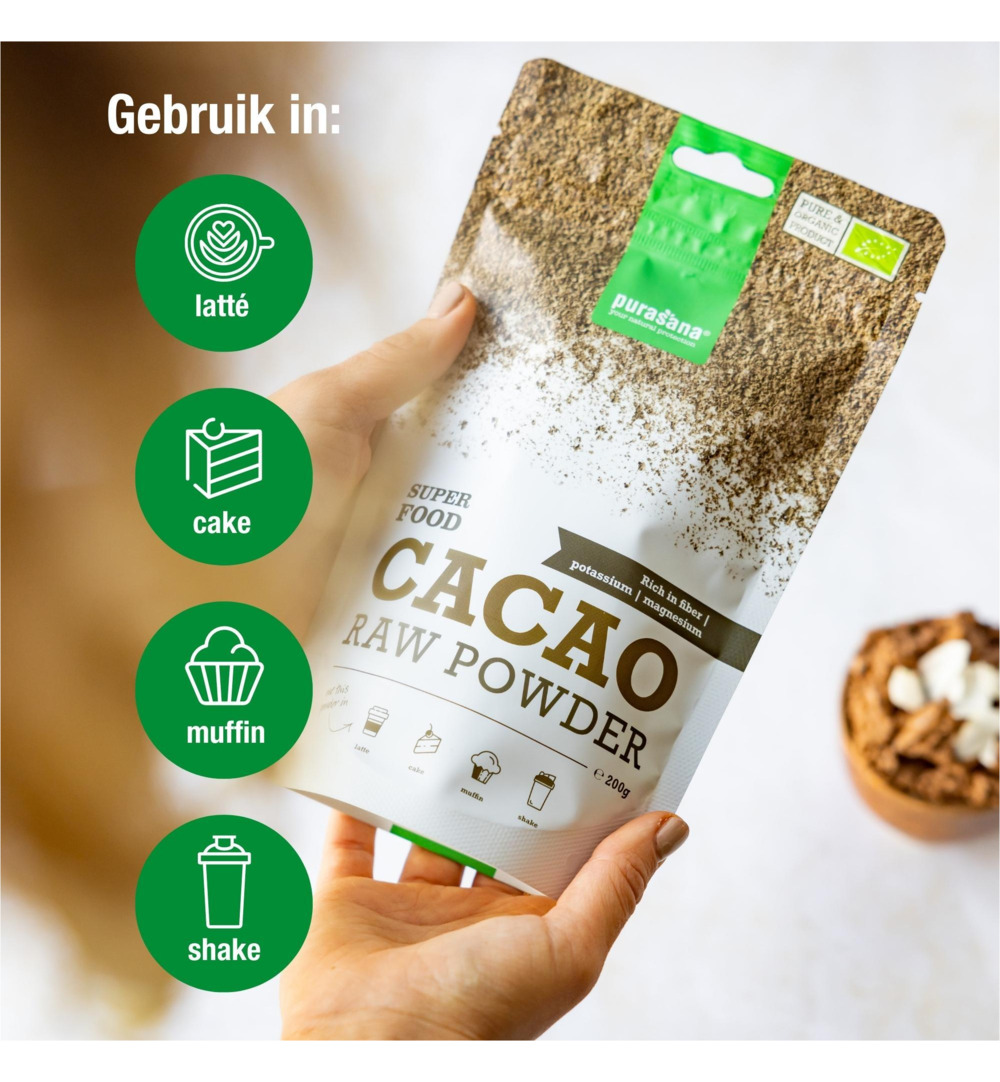 Purasana Cacao Poeder/Poudre Vegan Bio (200 gr)