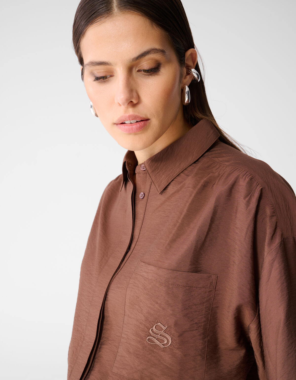 Oversized Kanten Blouse Bruin