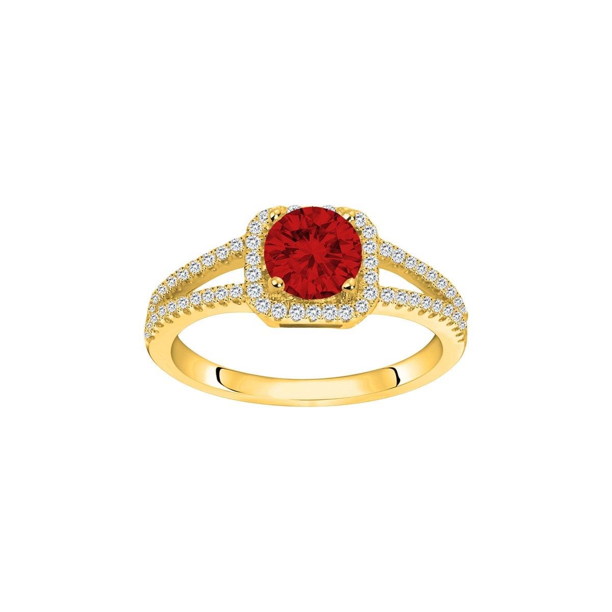 Bague en Plaqué Or avec spinelle rouge rubis