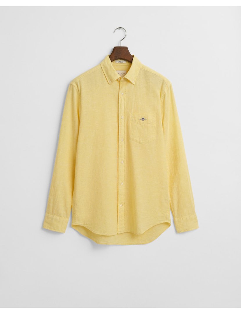 Long Sleeve Linen Shirt Yellow