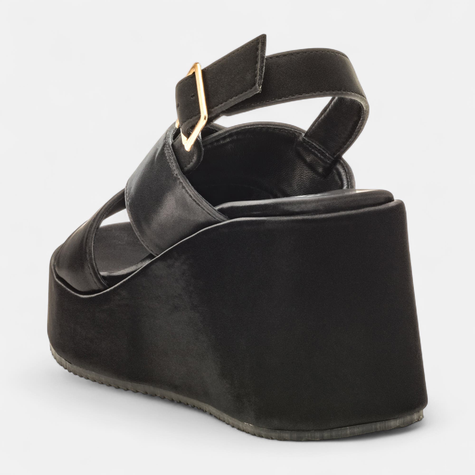 Nu-pieds à talon compensé Femme noir