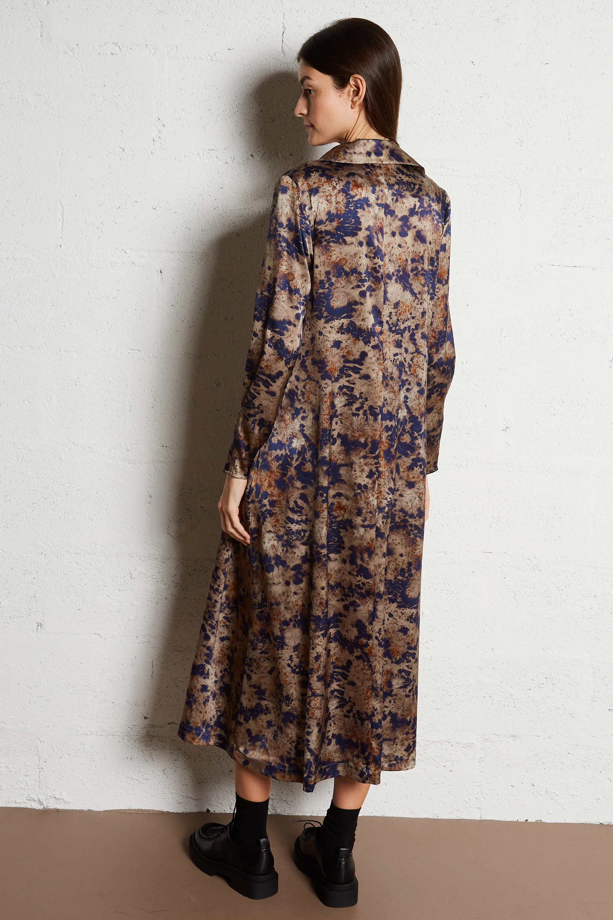 KIKYO - Robe longue imprimée en soie mélangée | Noir