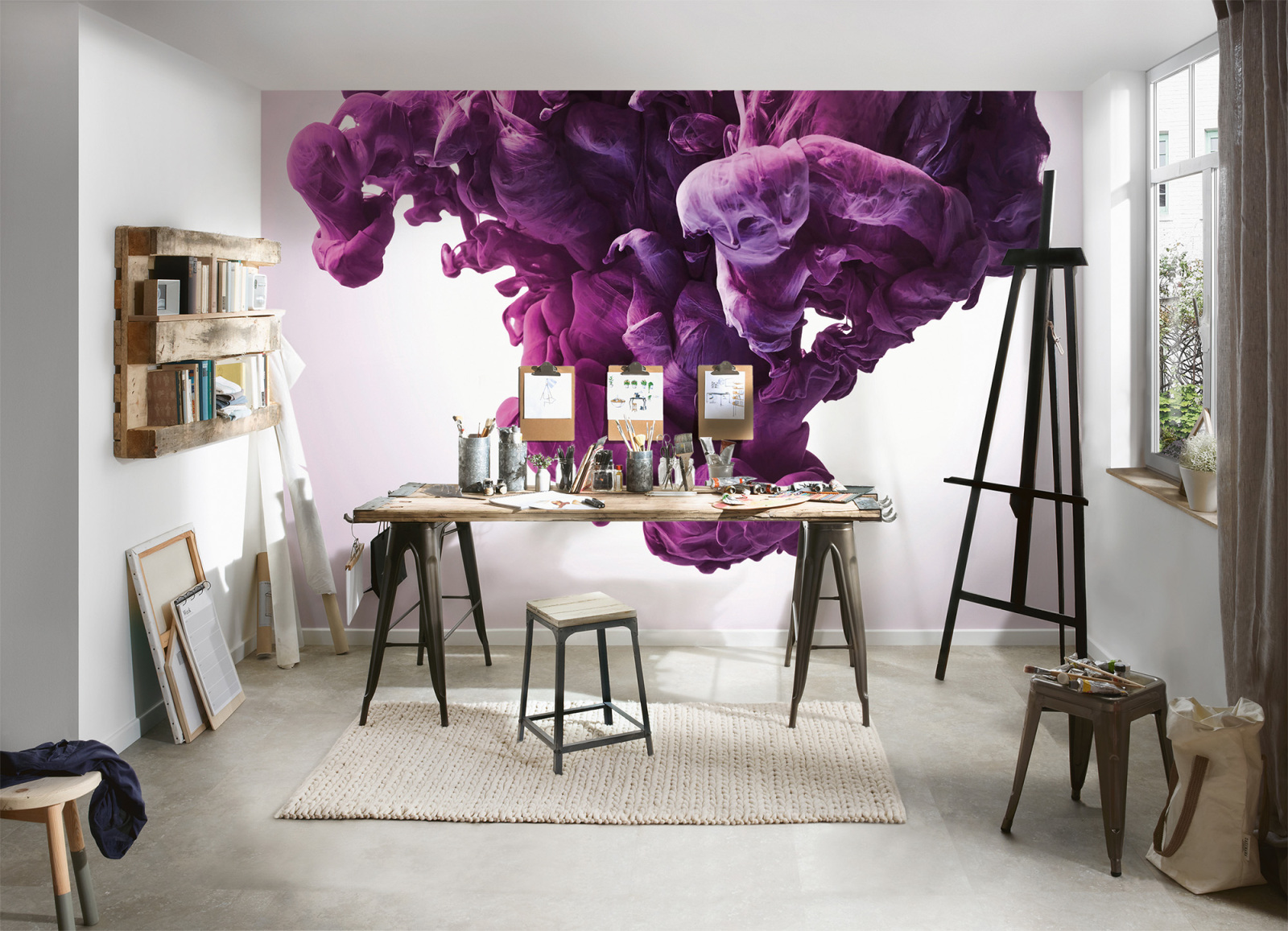 Fototapete DESIGNWALLS - lila-weiß - Modern Art - 2,55 Meter