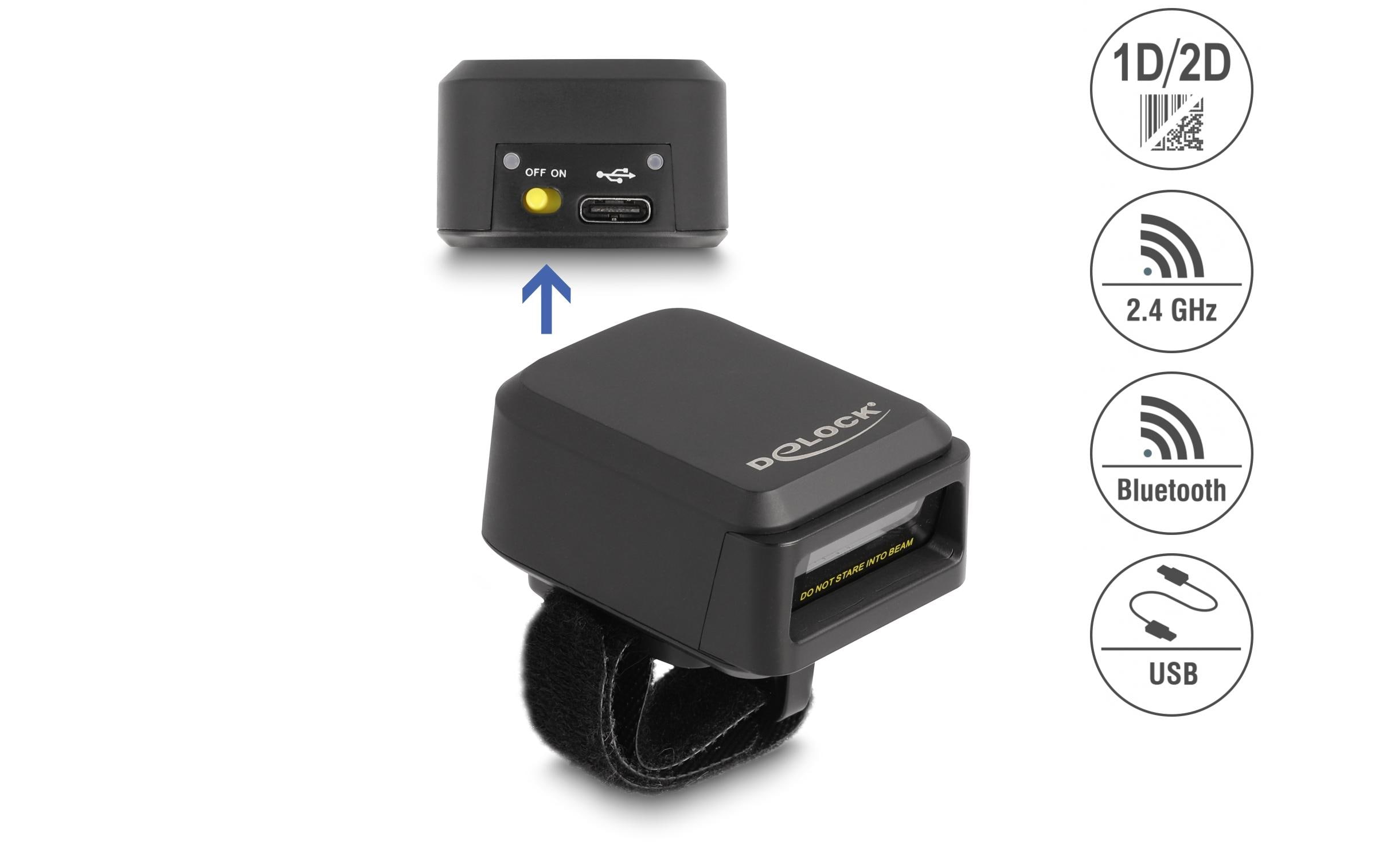 Barcode Scanner 90607<br>Barcode-Scanner mit hoher Übertragungsreichweite via 2.4 GHz oder Bluetooth