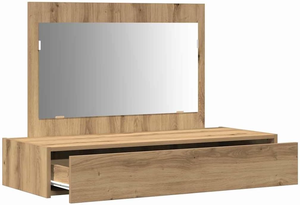 Schminktisch Braun aus Holzwerkstoff, 100x40x70 cm, mit Spiegel und Schubladen für Make-up, stilvolle Aufbewahrung im Schlafzimmer und Jugendzimmer