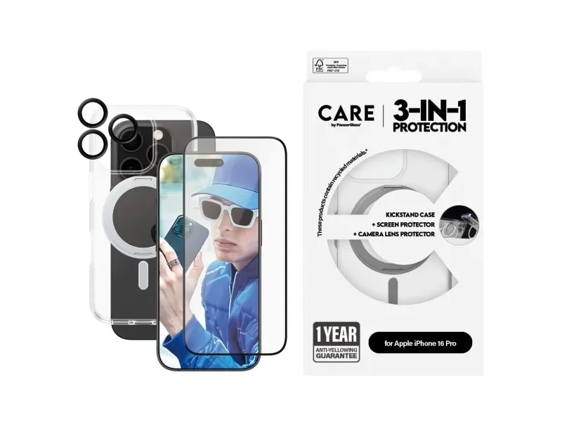 CARE by PanzerGlass - 3-in-1 Protection Bundle - MagSafe-Compatible - iPhone 16 Pro