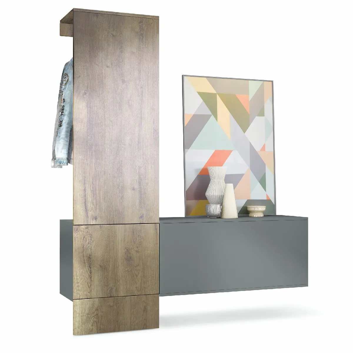 MPC Vestiaire - Gris et Aspect Chêne Ribbeck