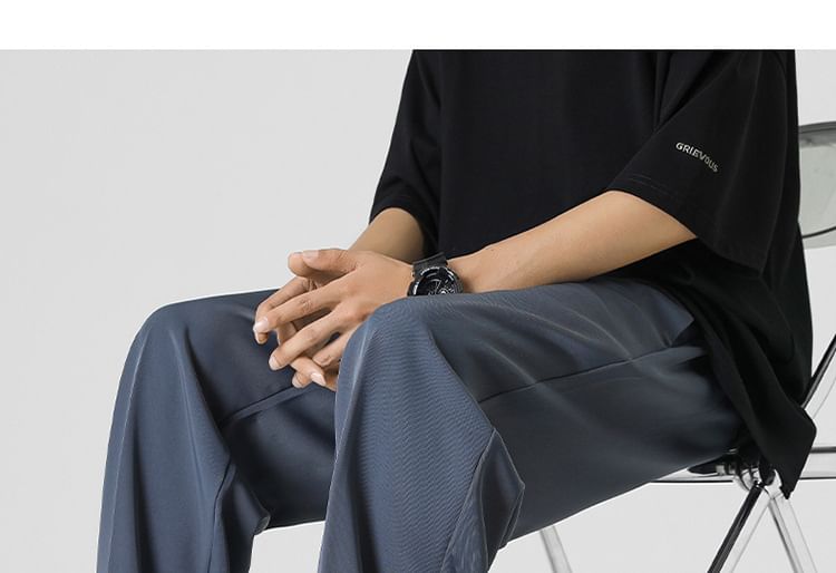 Ninine - Mid Rise Plain Loose Fit Dress Pants