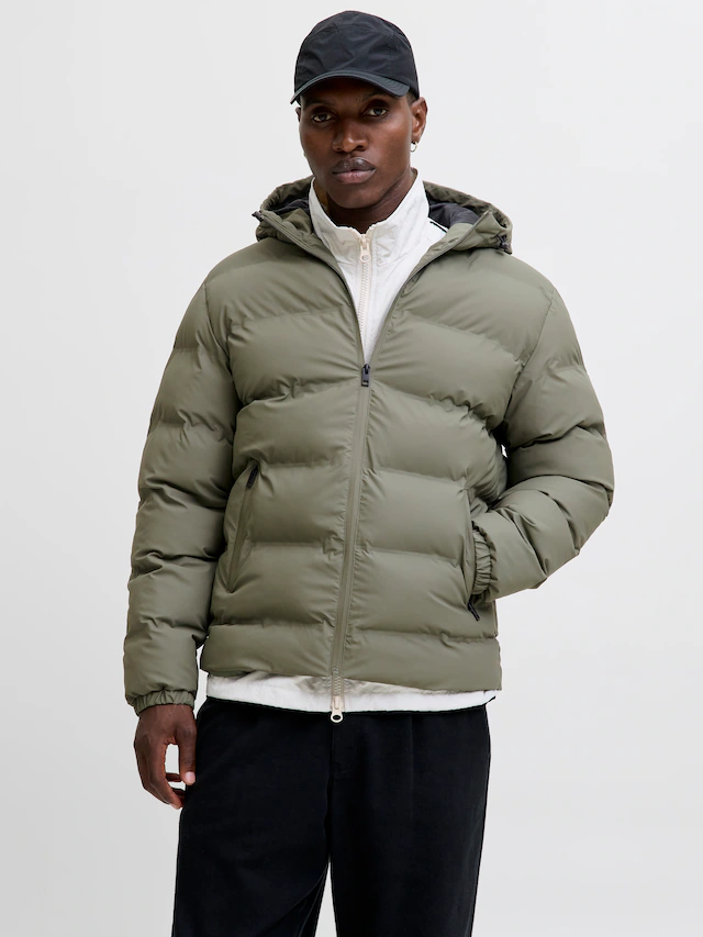 Jack & Jones Steppjacke »JJELEMENTS PU PUFFER SN« mit Kapuze