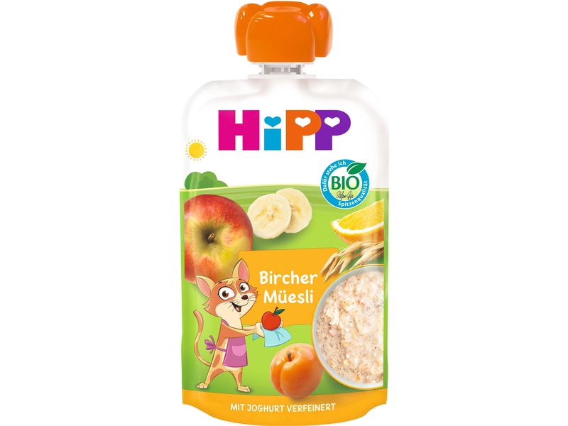 HIPP Bio Quetschbeutel Bircher-Müesli 100 g Bio-Fruchtpüree mit feinem Müesli