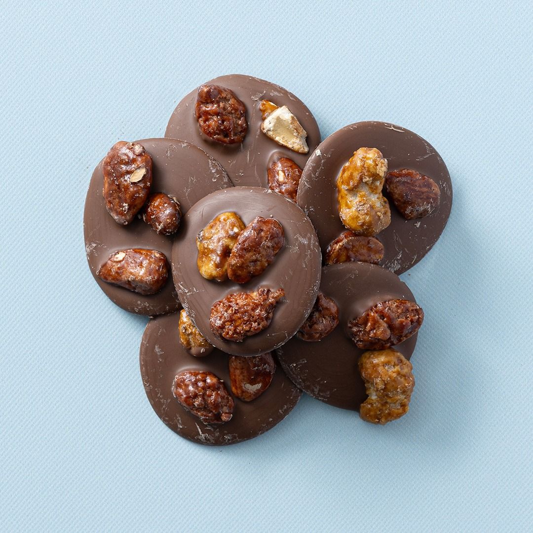 Chocolade flikken gekarameliseerde noten