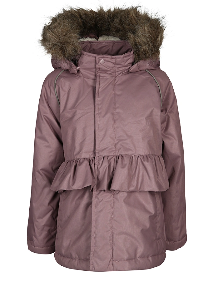 Winterjacke NMFMAELA mit Kunstfellbesatz in lavendel