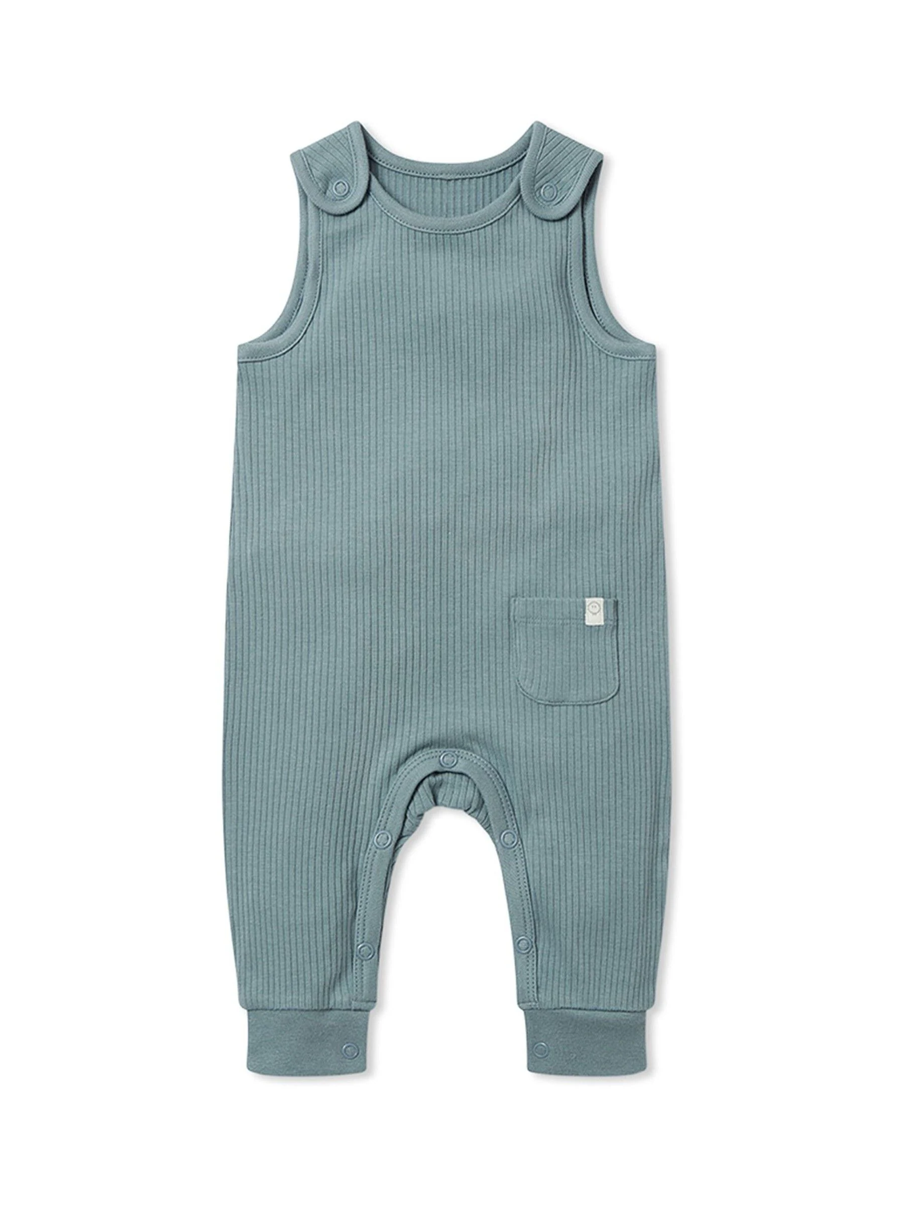 Blauw - MORI Ribbed Romper Dungarees