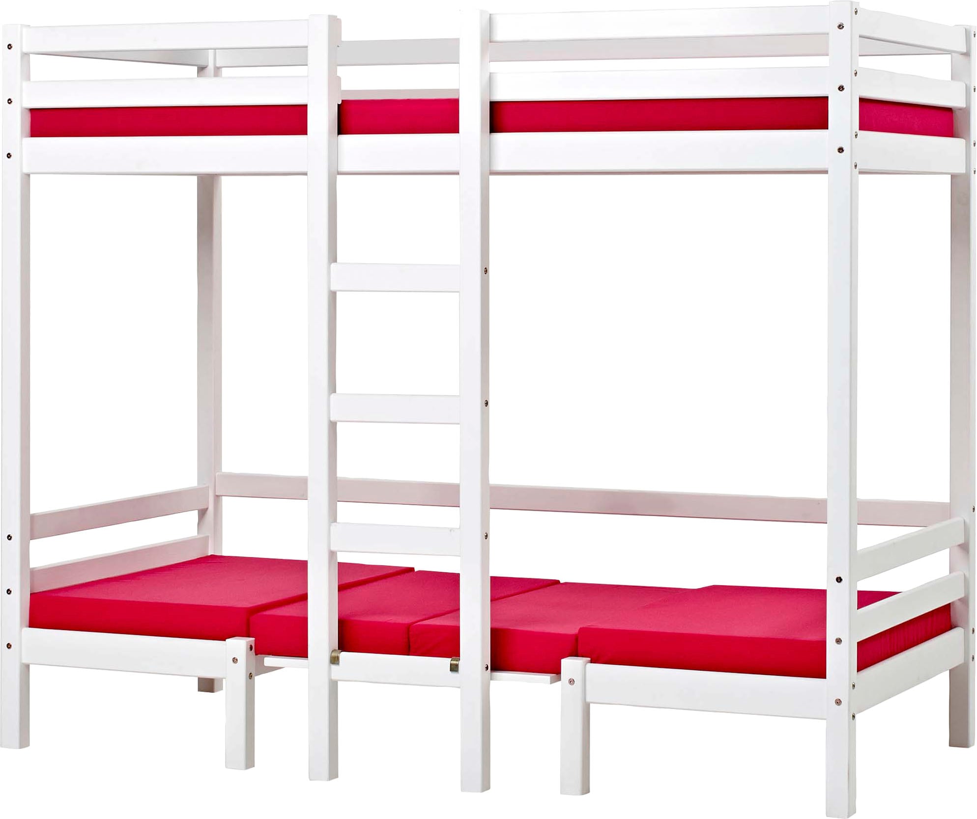 Hoppekids Hochbett »Kinderbett ECO Dream, Einzelbett, Juniorbett 90x200« 5 verschiedene Farben: Weiss, Grün, Blau, Rosa, Grau