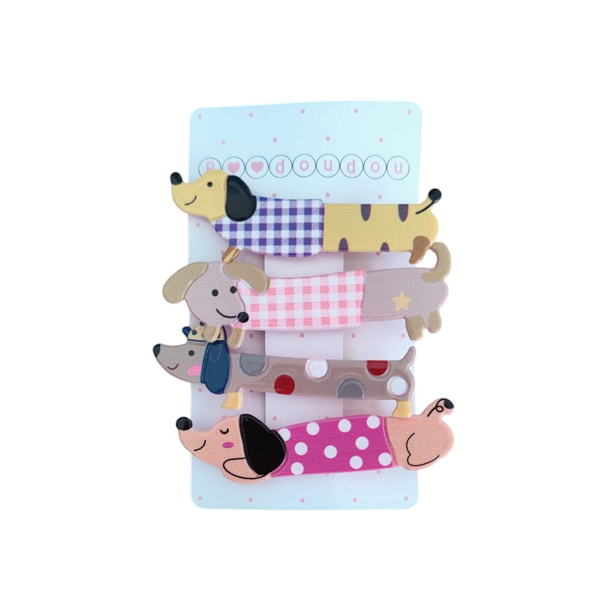 Lot de 4 barrettes chiens teckel Roodoudou