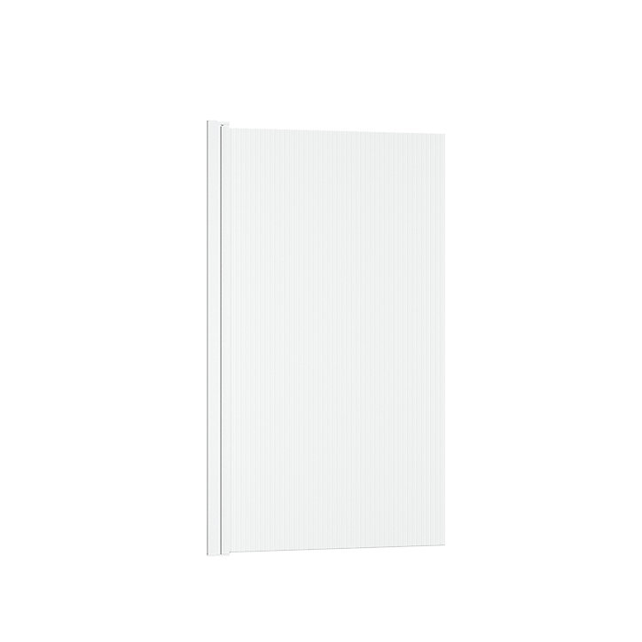 Pare-baignoire rabattable 140 x 80 cm, profilés alu blanc, verre ondulé, Galedo Wave