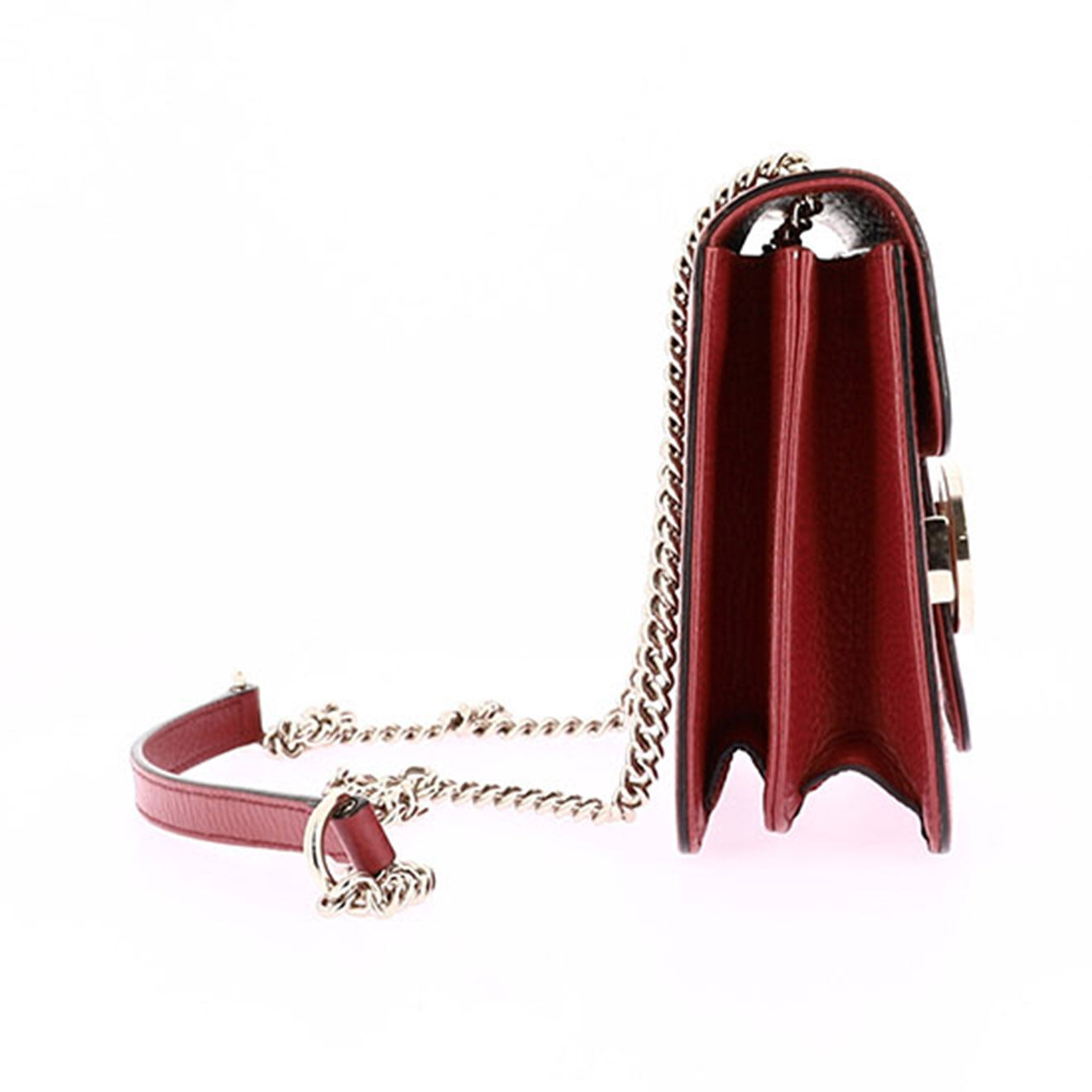 Gucci Sac bandoulière Interlocking en Cuir rouge - Très bon état - L.20 cm