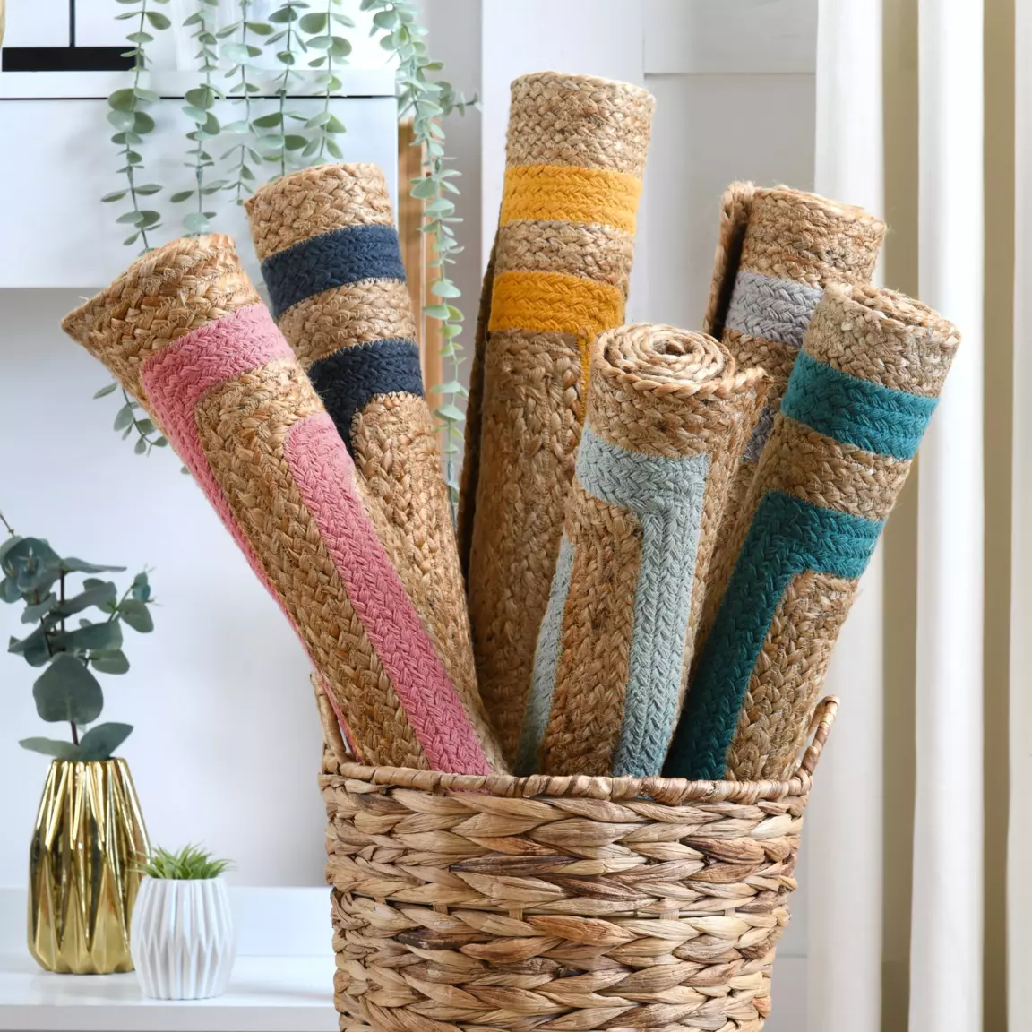 Tapis de salon jute (90 cm) Berry Vert émeraude