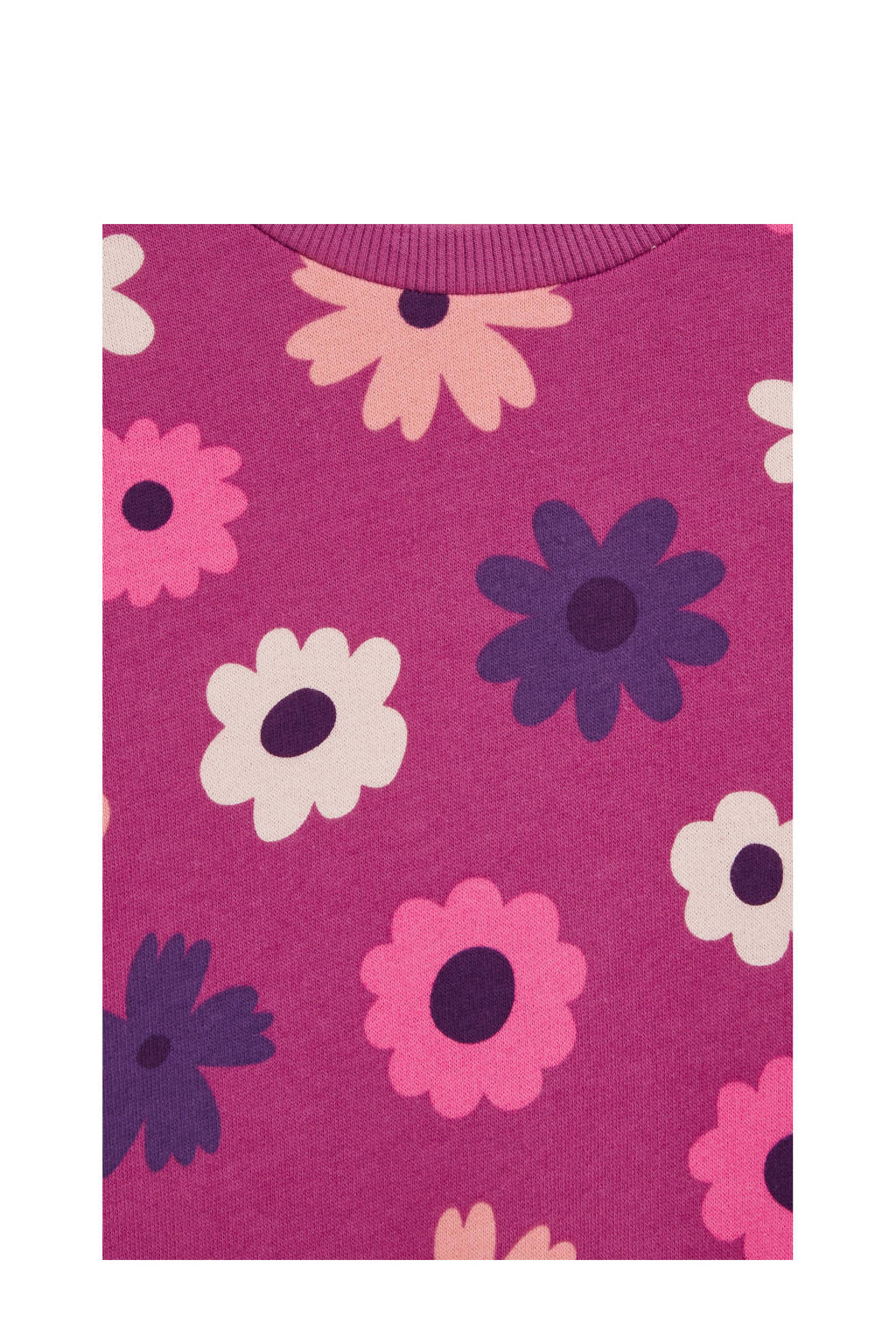 WE Fashion gebloemde sweater roze/paars/ecru