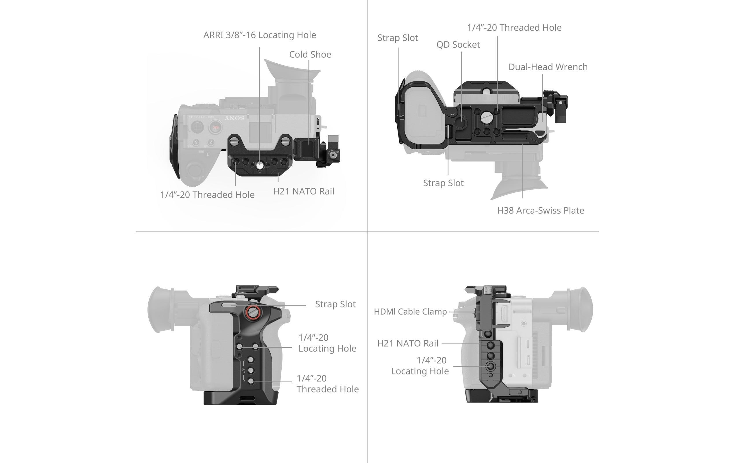 Cage Kit für Sony FX2 5589<br>Bietet umfassenden Schutz und zahlreiche Befestigungsmöglichkeiten