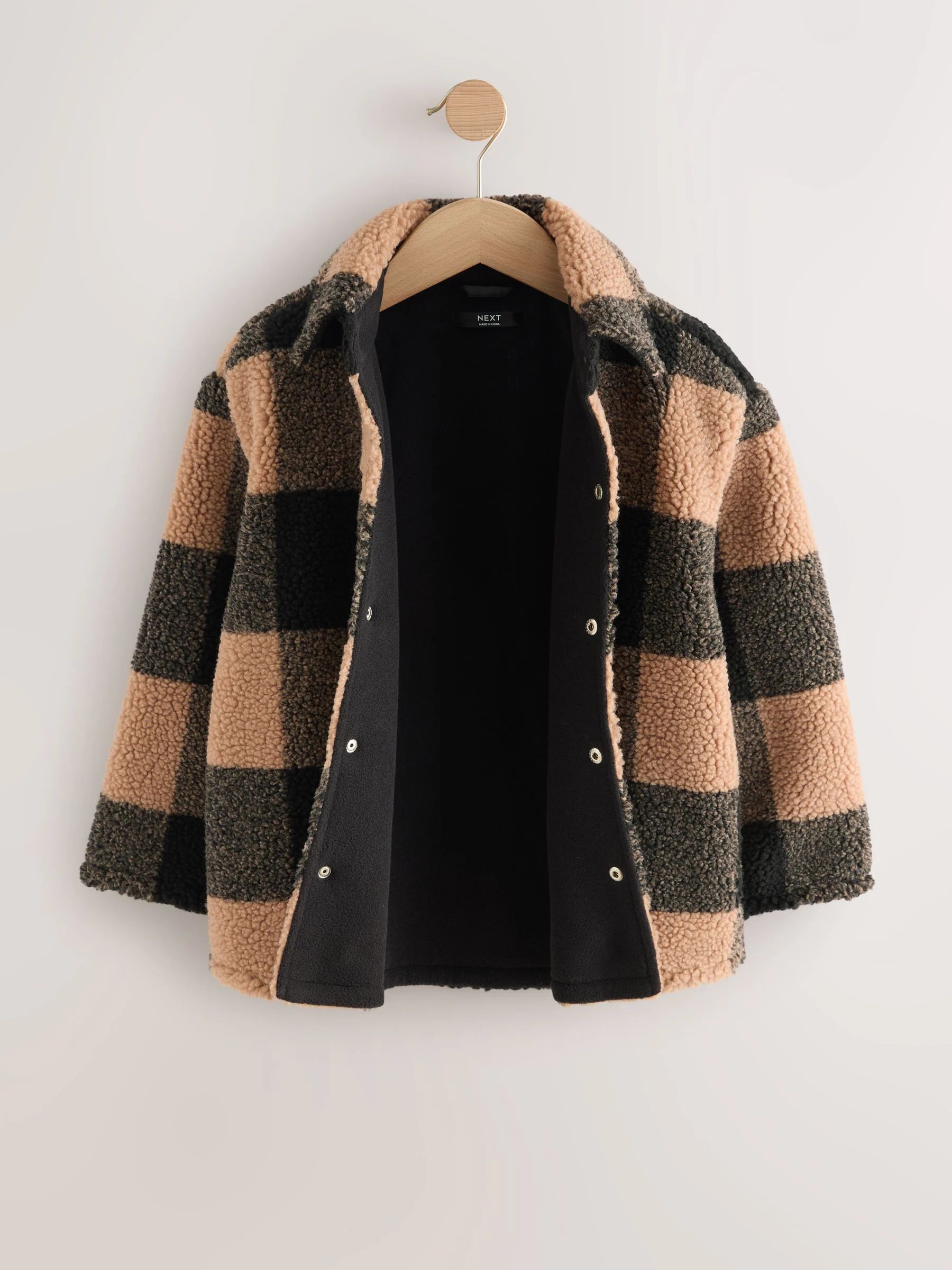 Zwart/bruin Buffalo - Fleece shacket van borg met ruit (3-16jr)