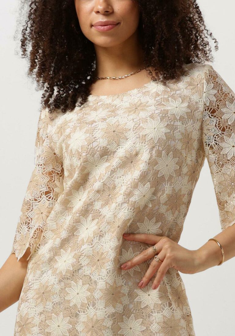 ANA ALCAZAR beige ana alcazar mini jurk dress sleeves