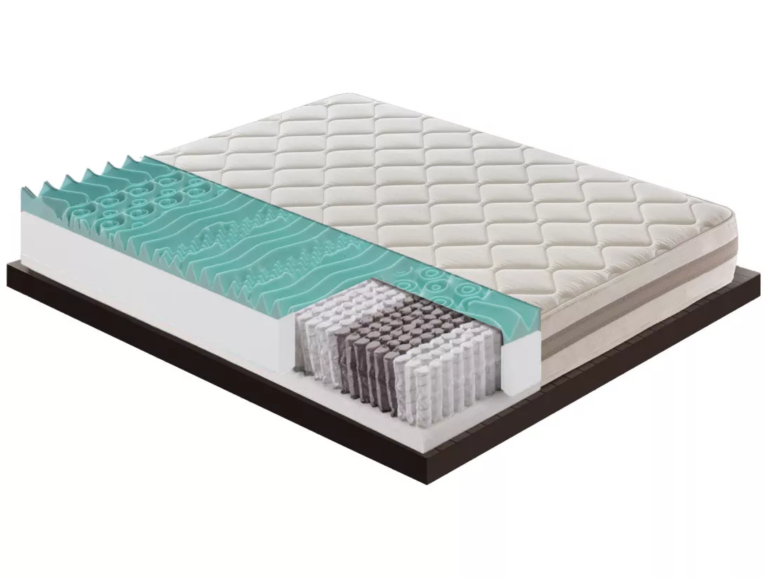 Matelas 900 Ressorts ensachés et mousse mémoire 9 Zones de confort Hauteur 22 cm 140x200 cm