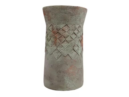 Cache-pot haut en béton vert de gris Ø.15 x 26 cm