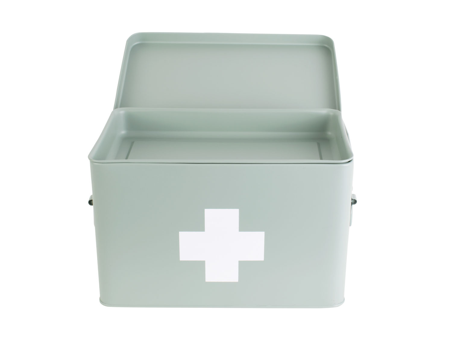 Medicine storage box large metal matt grayed jade