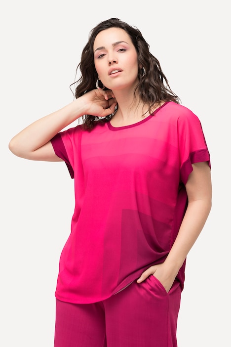 Blusenshirt, Oversized, Rundhals, Halbarm