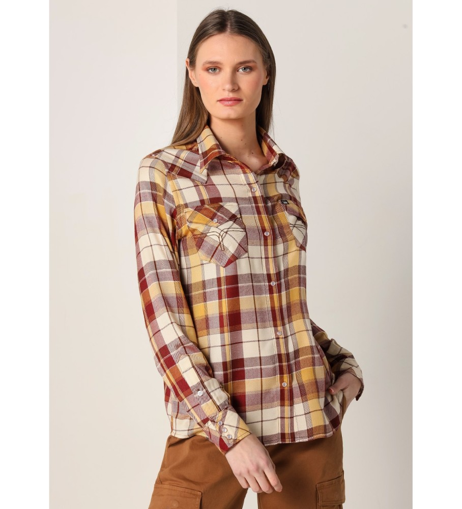 Camisa Lois de flanela xadrez multicolorida em denim
