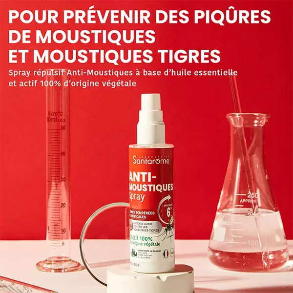 Santarome - Repelente de Mosquitos em Spray, eficaz por 6 horas, uso familiar - spray de 100 ml