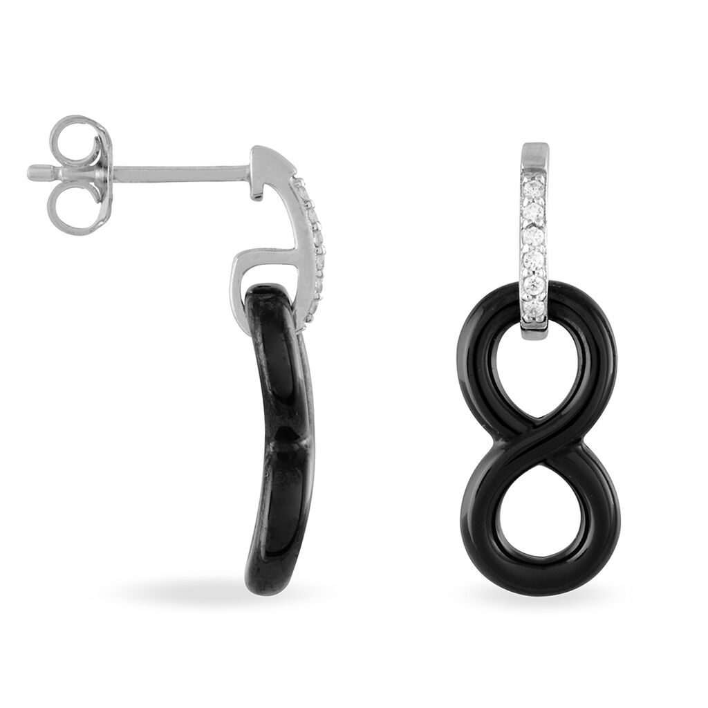 Boucles D'oreilles Pendantes Celinia Argent Blanc Céramique Et Oxyde