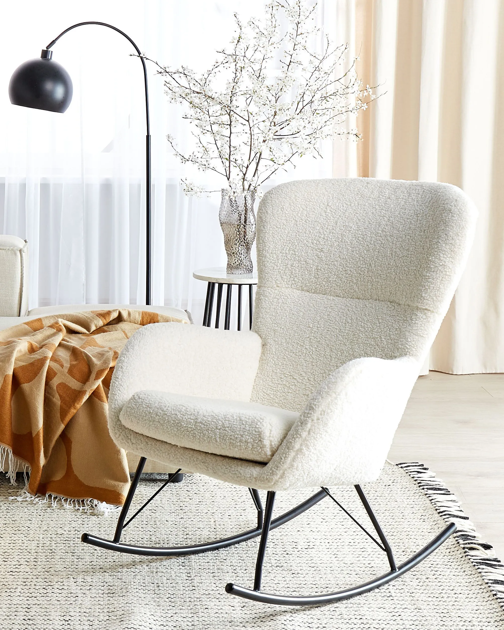 Schommelstoel ANASET Bouclé Lichtbeige