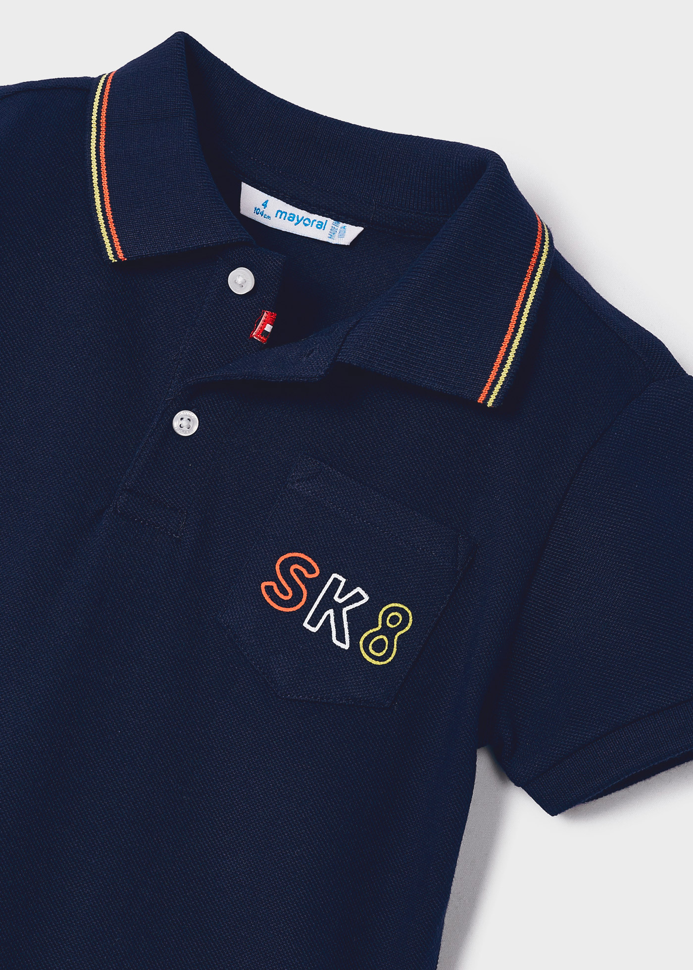 Camisa polo de manga curta com estampa, feita de algodão para meninos