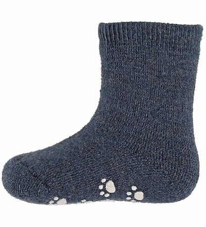 Joha Socken - Wolle - Blau m. Anti-slip