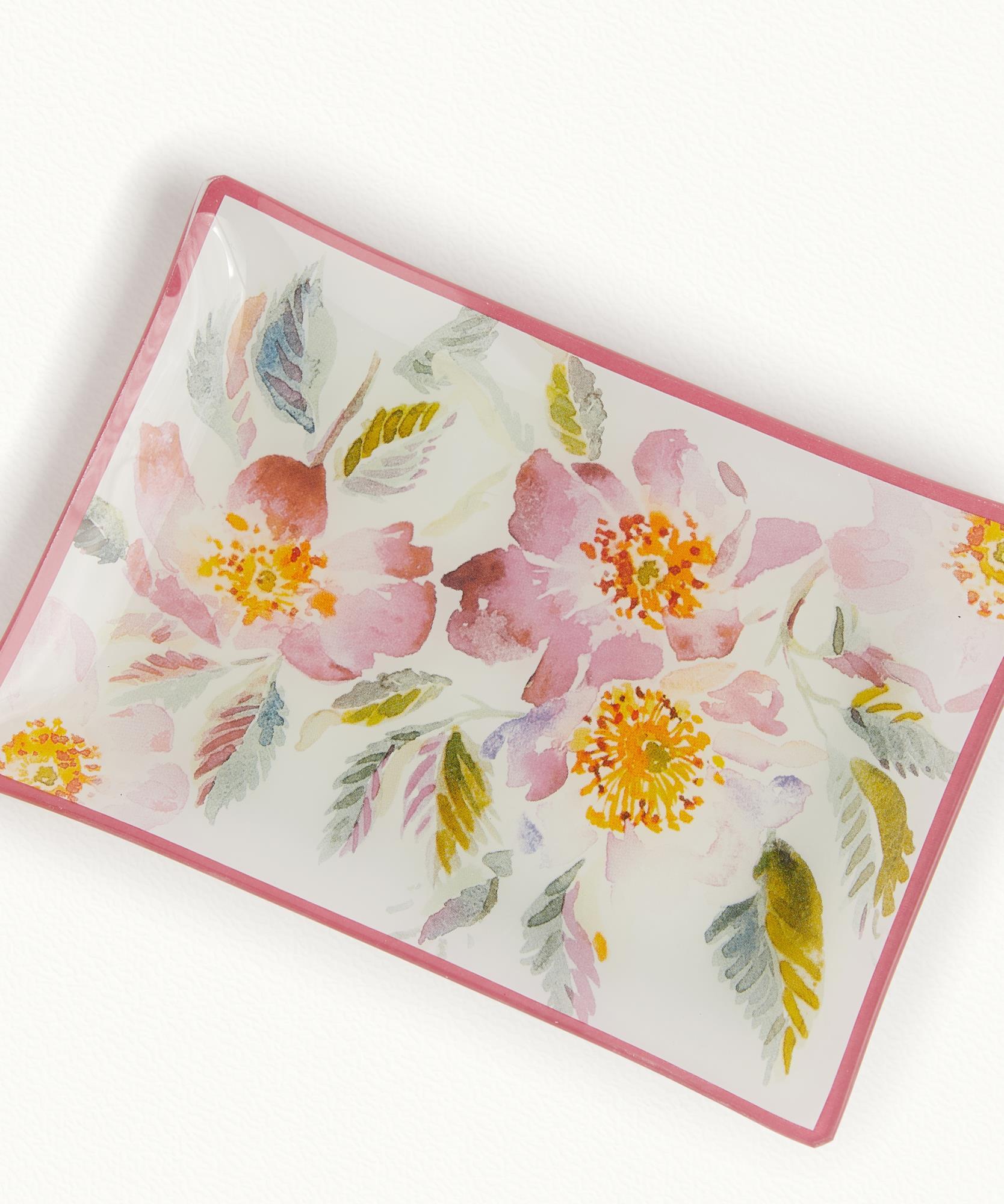 Porte savon Eglantine  Verre décoré - 10 × 14,5 cm