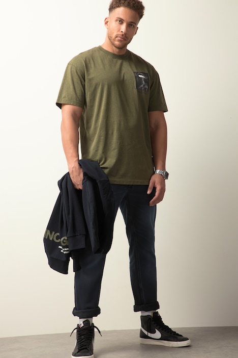 STHUGE T-Shirt, Halbarm, oversized, acid washed, Rückenprint, bis 8 XL