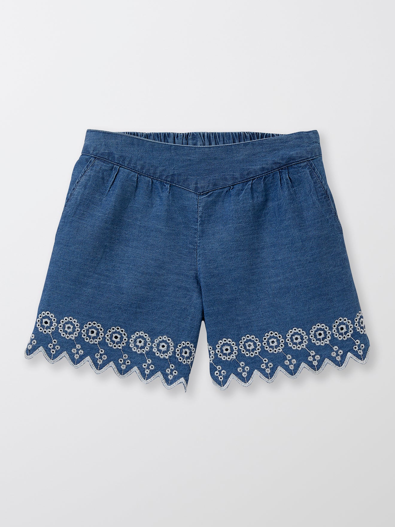 Short brodé Fille en denim light