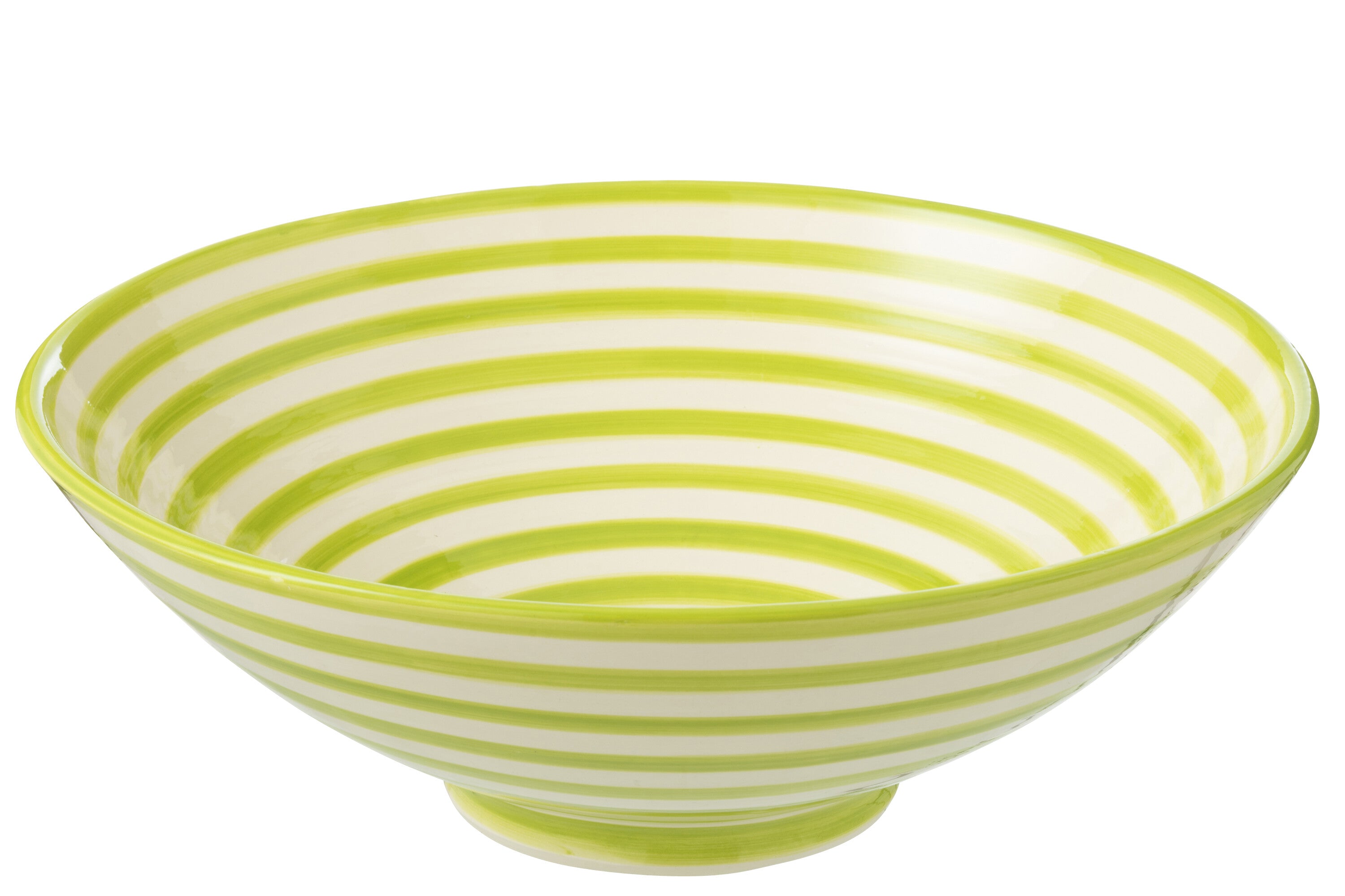 J-Line kom Lebrillo Granada Stripes - keramiek - wit|groen