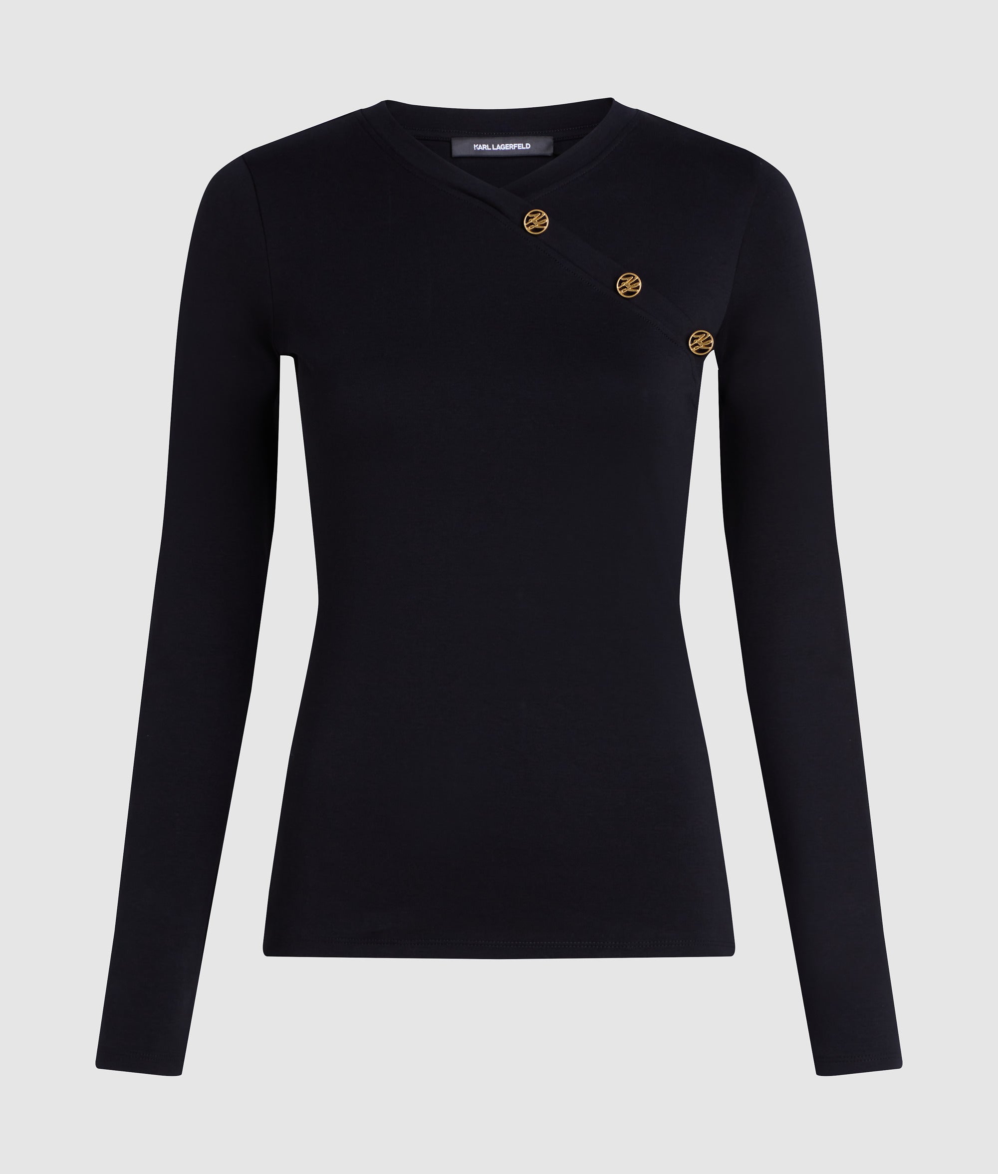 T-shirt met lange mouwen en knoopdetail