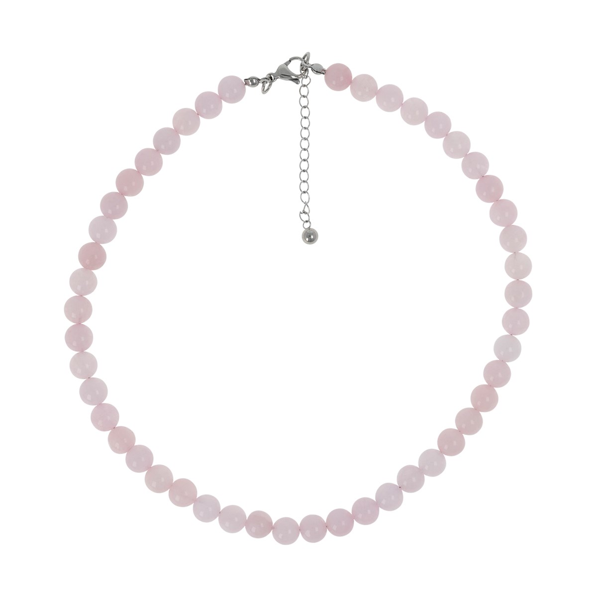 Collier acier inoxydable pierre naturelle quartz rose longueur réglable 40cm + 5cm