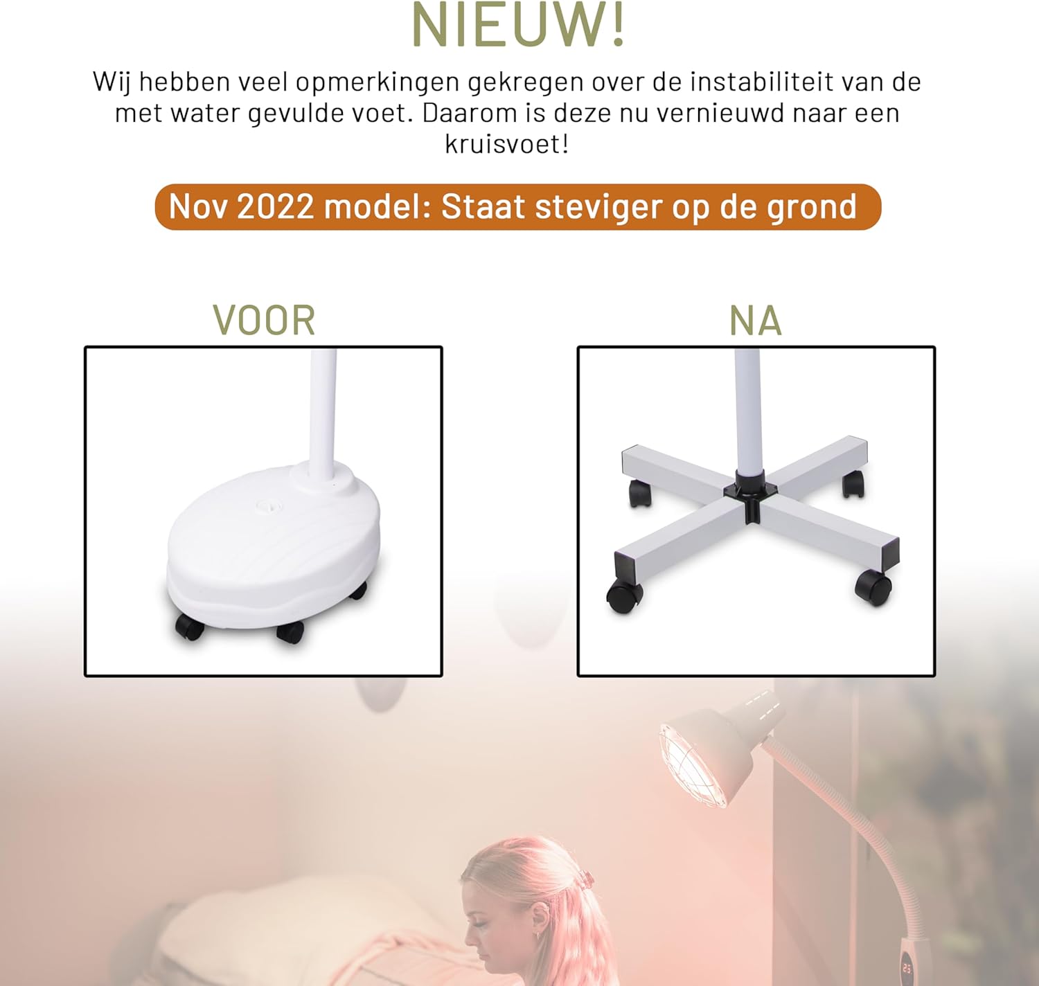 Infrarotlampe | Doppel – Rotlichtlampe 2 x 300Watt | Wärmelampe| Infrarotlichtlampe | 360° Verstellbar mit Rädern | Infrarottherapie | Rotlichtstrahler | IR-A | Kurzwellige Strahlung