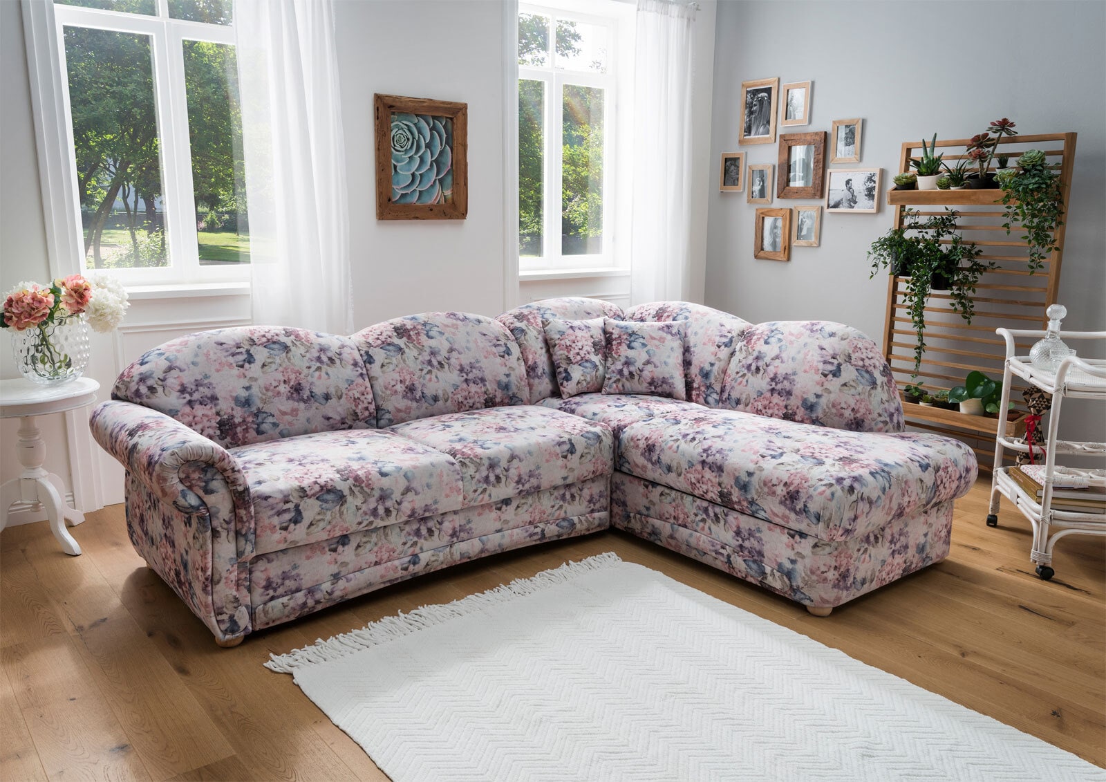 Garnitur Barcelona Stoffbezug Kop/Matte Blume Vintage 259x186 cm